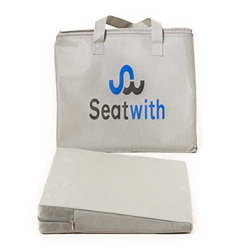 Orthopädisches Keilkissen/Sitzkeil mit Bezug und Tragetasche fördert gerade Körperhaltung und maximale Rückenmuskulatur – Steißbein – und Bandscheiben-Entlastung (37x33x7/2 cm)