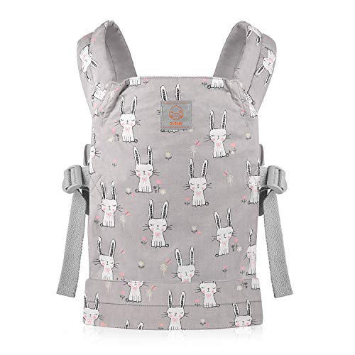 GAGAKU Puppentrage Baby Vorne und Hinten aus Baumwolle für Kinder ab 18 Monate, Rabbit
