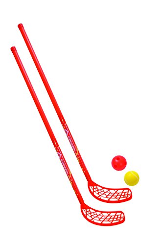 Schildkröt Funsports Hockey Set 2 Schläger 2 Bälle Streethockey Inline Eis Fun, Rot, One Size, 970135