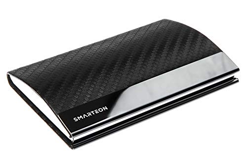 SMARTEON  Visitenkarten-Etui | Hochwertiges Kartenetui mit Magnetverschluss aus Edelstahl, eleganter Premium Visitenkartenhalter (Carbon)