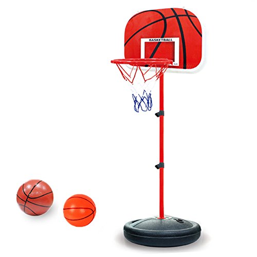 Pellor Einstellbare Basketballständer, Basketballkorb mit Ständer Höhenverstellbar Basketball-Backboard Ständer & Hoop Set für Kinder (Rot, Gesamthöhe:150cm)