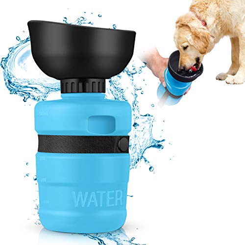 MIFIRE Hundetrinkflasche Unterwegs mit ON/Off auslaufsicherer Trinkschale Faltbarer Hunde/Katze Wasserflasche für Outdoor Spaziergang, Unterwegs, Reise und Wandern BPA Frei (550ml)
