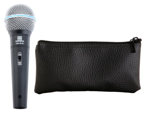 Pronomic DM-58-B Dynamisches Gesangs Mikrofon mit Schalter (Für Sprache, Gesang und Instrumente, Richtcharakteristik: Superniere, Frequenzgang: 70 - 16.000 Hz, inkl. Tasche, Klemme, Reduziergewinde)