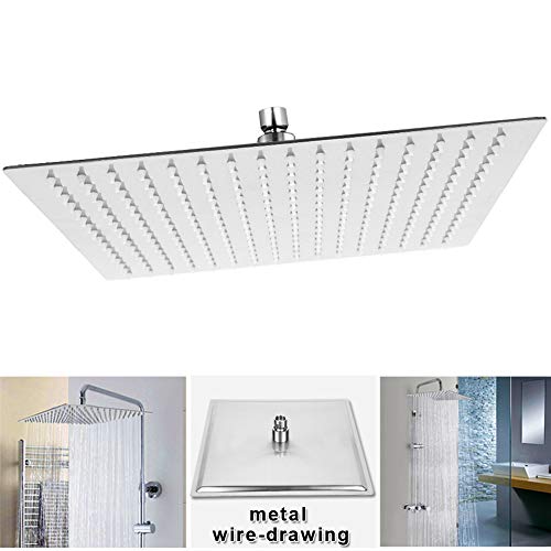 Qliver Duschkopf Regendusche Brause Bad Amatur, Dusche, Luxus Kopfbrause 12 Zoll Superflach Brausekopf Regenbrause Regenduschkopf, Eckig 304 Edelstahl poliert Spiegeleffekt hochglänzend (Eckig 30cm)