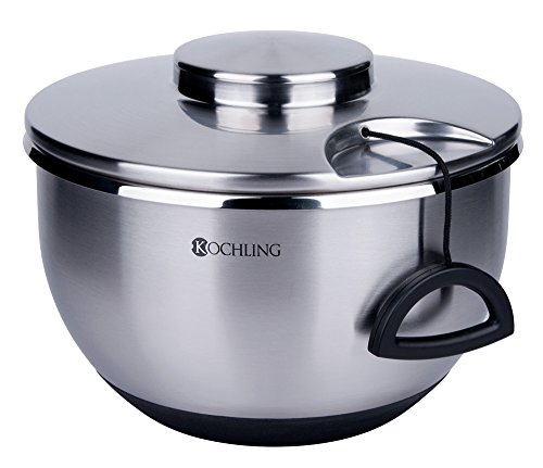 Kochling Salatschleuder Edelstahl mit Seilzug inkl. Sieb und Salatschüssel, silber