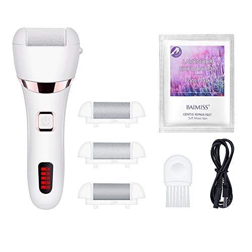 Elektrischer Hornhautentferner Wiederaufladbar Nass & Trocken Fußpflege Pediküre Set wasserdicht IPX-7 kabellos 3 Ersatzrollen mit Fußmaske