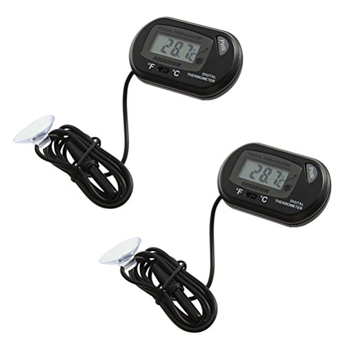 UEETEK 2 Stück Digital LCD Thermometer für Aquarium Vivarium Reptil Terrarium (Schwarz)