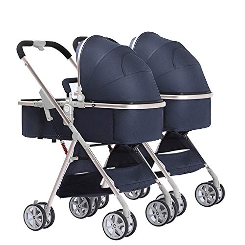 AIBAB Zwillingskinderwagen Kinderwagen Reisesystem Kann Sitzen Und Liegen Abnehmbar Hohe Landschaft Leichtes Falten