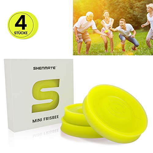 SHENMATE Mini Frisbee Fliegende Scheibe, Neue Spin on The Game of Catch, Outdoor-Sport Spielzeug, Ideal für Kinder & Erwachsene(Gelb)