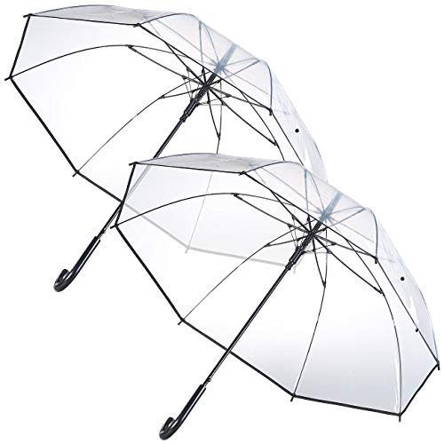 Carlo Milano Schirm: 2er-Set transparente Regenschirme, Stahl-Fiberglas-Gestell, Ø 100 cm (Regenschirm Hochzeit)
