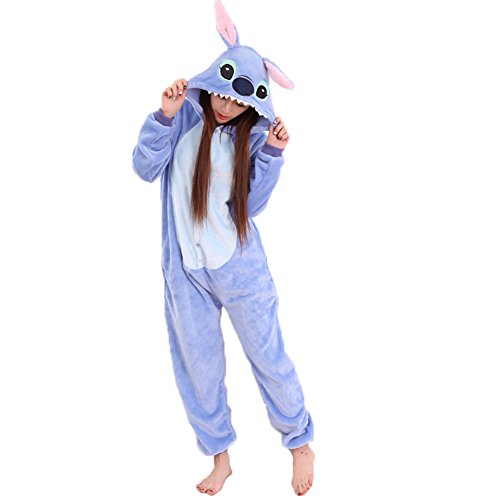 Pyjamas Kinder Erwachsene Einhorn Einteiler Tieranzüge für Junge Mädchen Damen Herren (L, Stich Erwachsene)