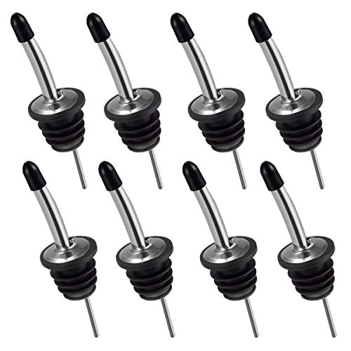 Heatigo 8 Stück Edelstahl Flaschenausgießer - konische Ausgießer & Portionierer mit Gummidichtung für Flaschen - ideal für Bar, Pub, Bistro, Zuhause Öl-Ausgießer