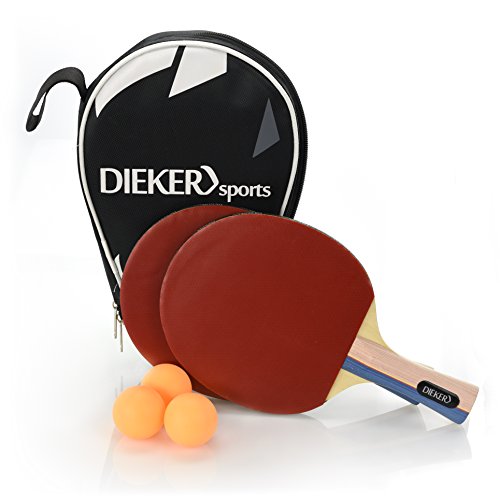 PREMIUM Tischtennisschlaeger Set von Dieker Sports - erstklassigem Spielgrip - 2 Tischtennisschläger + 3x3 Stern hochwertige Bälle - Allround Tischtennis Set