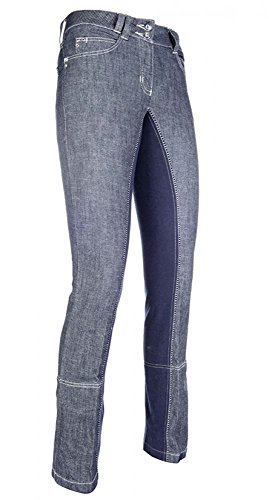 HKM Damen Jodhpur-Miss Blink-1/1 Alos Besatz Hose, Jeansblau/Dunkelblau, 42