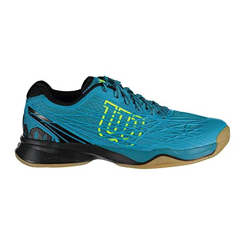 Wilson Herren Tennisschuhe Kaos Indoor, Offensives Spiel, Indoor, Synthetik, Türkis/Schwarz/Gelb (Enamel Blue/Black/Safety Yellow), Größe: 42 2/3