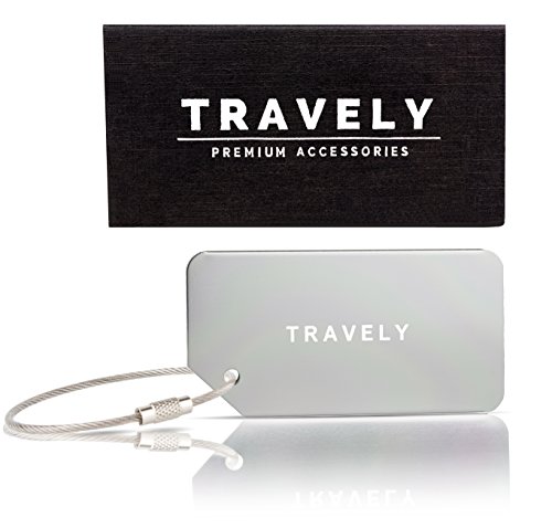 Travely Premium Kofferanhänger, inklusive Namensschild, silber, 2er Set