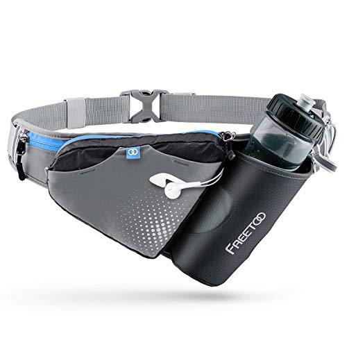 FREETOO Hüfttasche Gürteltasche Trinkgürtel mit Stabile Flaschenhalter und Persöliche Kapazität Design Verstellbar Hüfttasche für Jogging Outdoor Wandern Camping Radfahren Spazieren