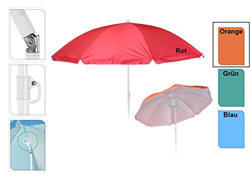 Meinposten Sonnenschirm Ø 138 cm Strandschirm Schirm mit 3 Haken Strand Urlaub UV Schutz (Orange)