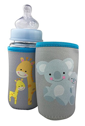 2x Baby Flaschenschutz groß -Babyflasche Schutz - Protection - Motiv: Giraffe & Koala - Baby Flaschenhülle - HECKBO