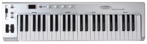 Classic Cantabile MK-49 USB Midi-Keyboard mit 49 Tasten (4 programmierbare Drehregler, 1 programmierbarer Slider, 5-stufig einstellbare Anschlagdynamik, Anschluss für Sustain-Pedal, inkl. USB-Kabel)
