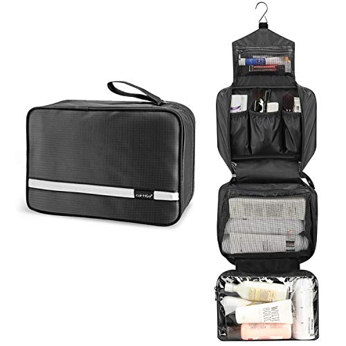 Kulturbeutel für Frauen und Männer, Kosmetik Kulturtasche Groß zum Aufhängen, Carttiya Waschtasche, Waschbeutel Reise Wasserdicht für Damen & Herren, Schwarz