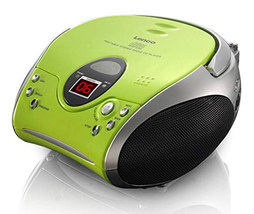 Lenco Radio CD-Player SCD-24 tragbares Stereo UKW-Radio mit CD-Player und Teleskopantenne in hellgrün