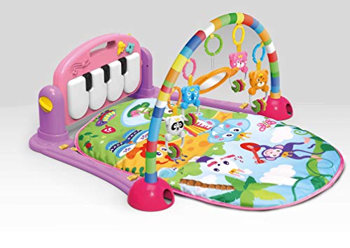 Musik Erlebnisdecke mit Spielbogen und Piano, Spieldecke, Krabbeldecke, Spielmatte, Baby Decke (rosa)