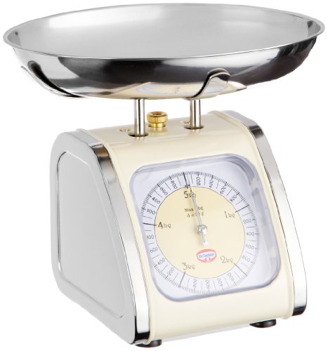 Dr. Oetker Nostalgische Backwaage Analog, Küchenwaage aus der Serie 'Modern Baking - Retro Design', Haushaltswaage bis 5 kg, mechanisch, Menge: 1 Stück