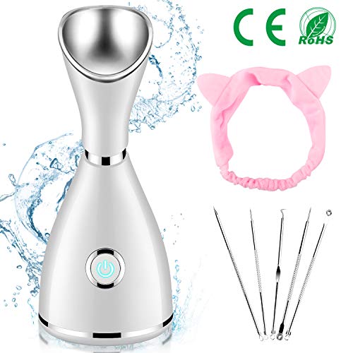 Gesichtssauna Gesichtsdampfer, Aiemok Professional Nano Ionic Gesicht Dampfgerät Heim-Sauna SPA Gesichts-Befeuchter Sprühgerät Dampfbad Porenreiniger Gerät für Feuchtigkeitsspendend Porenreinigung