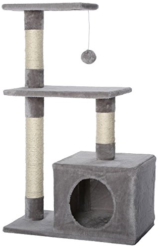 dibea KB00253 Kratzbaum, Kletterbaum für Katzen (Höhe 80 cm), hell-grau