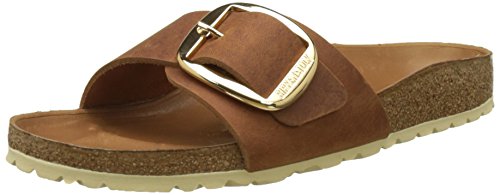 BIRKENSTOCK Damen Madrid Big Buckle Pantoletten, Braun Cognac, 39 EU