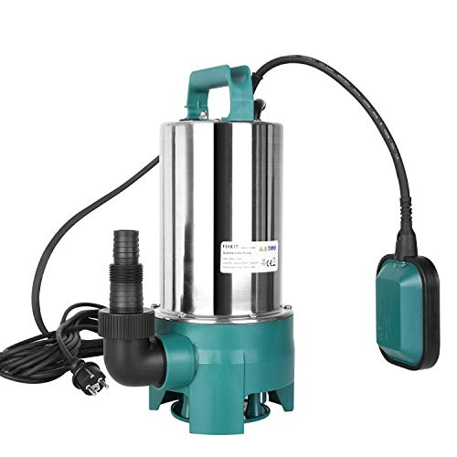 FIXKIT Schmutzwasserpumpe Tauchpumpe(1100 W 20000 l/h max. Förderhöhe 9m Fremdkörper bis 35 mm Schwimmerschalter Edelstahl Kunststoff)