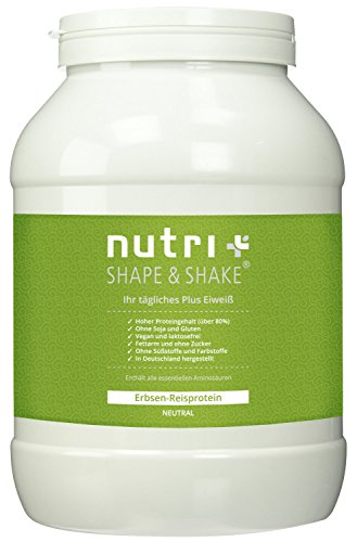 Nutri-Plus Erbsen-Reisprotein - Veganes Eiweißpulver ohne Soja, Gluten, Laktose und Süßstoffe - Neutral 1kg - Hypoallergen