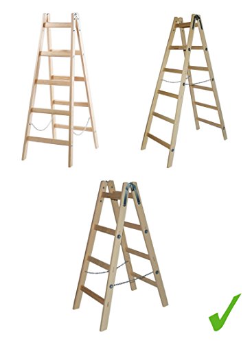 PRAKTISCHE HOLZLEITER STEHLEITER KLAPPBAR 150 kg Traglast Leiter Holz Sprossenstehleiter 1,25 m / 1,55 m / 1,85 m (1,25 m)