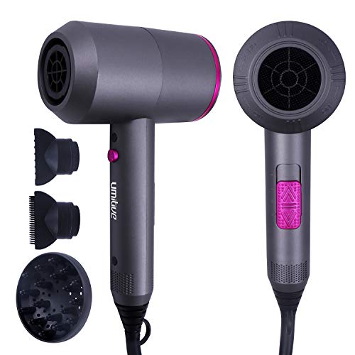 Umitive Haartrockner 2000W, Ionen Fön Professional mit AC Motor, Keramik Technologie, 3 Geschwindigkeiten, Enthält 1 Diffusor und 2 Stylingdüsen