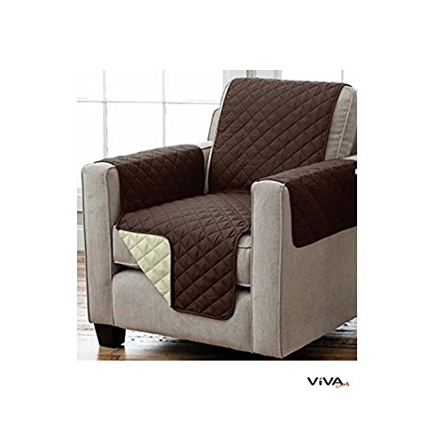 Wende Sesselschoner Sofaschoner Sesselschutz mit Armlehnen und Taschen 191 x 165 cm braun/beige