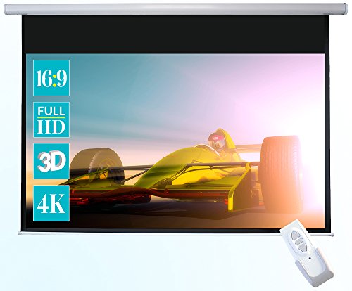 ivolum Motorleinwand 240 x 135cm Nutzfläche | Format 16:9 | elektrische Leinwand als Heimkino-Leinwand oder Business-Leinwand nutzbar | komfortable Bedienung inkl. Fernbedienung | einfache Montage inkl. Montagematerial - Plug and Play Lösung Stecker vormontiert