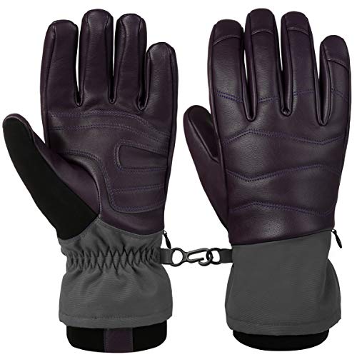 VBIGER Motorradhandschuhe Winterhandschuhe Männer Frauen zum Radfahren Jagd Angeln Ski Schnee Wasserdicht & Winddicht Leder Isolierte Handschuhe, Handwärmer
