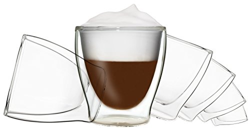6x 200ml DUOS doppelwandige Gläser, Teegläser, Kaffeegläser, Thermogläser - Set mit Schwebe-Effekt, auch für Wasser, Whiskey, Cola, Säfte, Desserts, Eis uvm. geeignet, DUOS by Feelino …