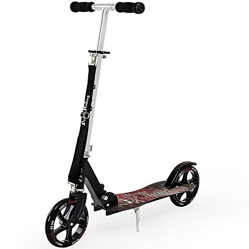 Deuba Profi Scooter inkl. Tragegurt Roller ABEC7 205mm klappbar Tretroller Kinderroller Extreme Pirate Riding