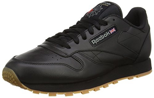 Reebok Herren Classic Leather Low-Top, Schwarz (Black/Gum), 44 EU