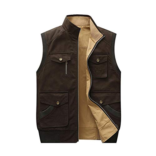 Outdoor Herren Wanderweste Outdoor Thermal/Warm Staubdicht Weste Multi-Pocket/Top Camping/Wandern Weste, tragen auf beiden Seiten Weste (Farbe : 1, Größe : XXL)