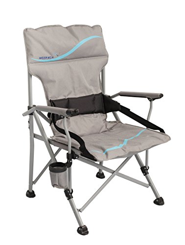 Meerweh Erwachsene Deluxe mit Getränkehalter und Flaschenöffner Camping Faltstuhl, grau/Blau, XXL