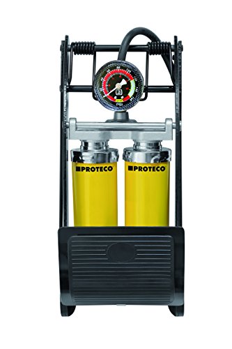 Proteco-Werkzeug Doppelzylinder-Fußluftpumpe Fußpumpe Tretpumpe Autopumpe Fahrradpumpe Fusspumpe Manometer