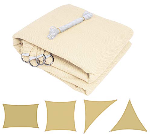 HOLISTAR Sonnensegel Rechteck, Sonnenschutz Garten Balkon Terrasse HDPE atmungsaktiv Schattenspender Rechteckig 2 x 3 m Creme