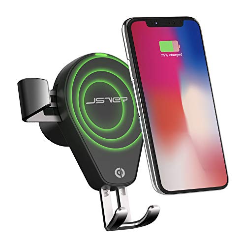 JSVER Wireless Charger Auto, QI Ladegerät Kabelloses Kfz Induktionsladegeräte 10W Air Vent Handy Halterung für iPhone XS Max, X, Samsung Galaxy S9/S8 Note 8/Note 5, andere QI Befähigte Geräte