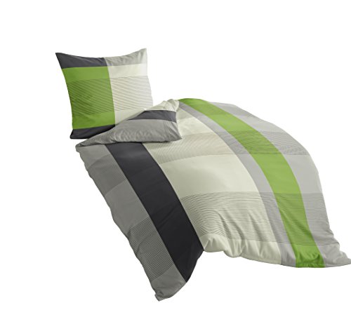 Bierbaum Bettwäsche 4643, Mako-Satin, Made in Germany, silber 06, 155x220 + 80x80 cm, Komfortgröße