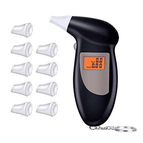 Alkoholtester mit Halbleiter Sensor, Nasharia Professioneller Akkurater Digital Atemalkoholmessgerät Alkoholmessgeräte Atemalkohol-Tester mit LCD Display Resultate Schnell Reagierende (10 Mundstücke)