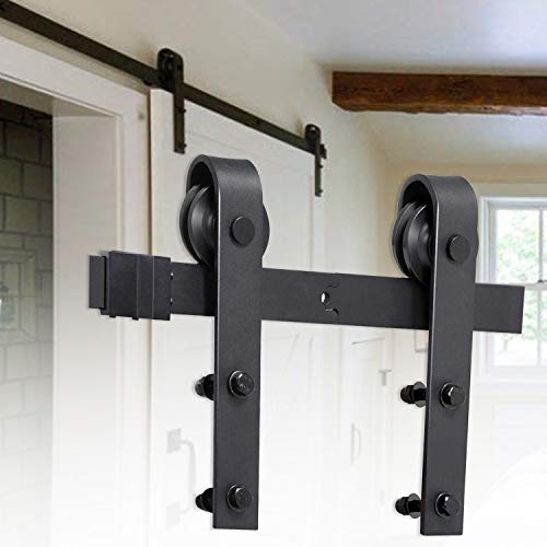 wolketon Schiebetürbeschlag set Schiebetürsystem Schiebetür Montageset inklusive Laufschiene (200CM, Rechteckig)