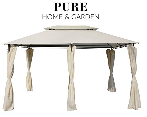 Pure Home & Garden Luxus Pavillon Capiata Natur, UV-Schutz 40 Plus, inkl. Aller Seitenteile, 300 x 400 cm